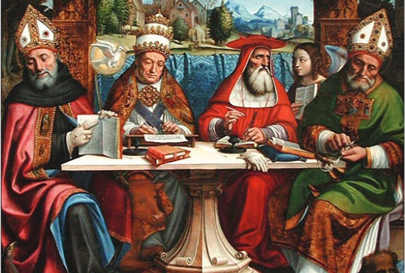 Immaculata_City's tweet photo. All saints are important, but some saints are elevated for specific qualities they hold among the Triumphant in teaching aspects of the faith. 

In the West, we call these saints Doctors. 

Preeminent among these are the Latin Fathers- Ambrose, Augustine, Gregory, Jerome. A 🧵 https://t.co/yVY8hc6g8k