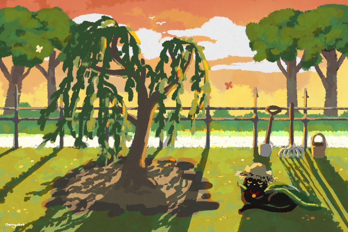 Cherrycake4's tweet image. Farming Cat! 😺🌿🪣  #runescape #osrs