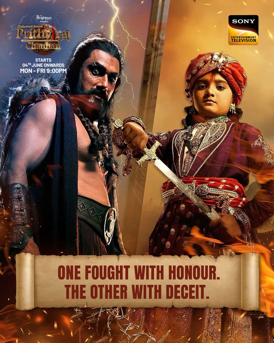 SonyTVUK's tweet image. #GoodIntentions #BadIntentions

Who will win?

#ChakravartiSamratPrithvirajChauhan
Starts 4th June

Mon–Fri at 9PM

#SonyTVUK #HistoricalSaga #RoyalIndia #PrithvirajChauhan #RonitRoy #PadminiKolhapure #drama