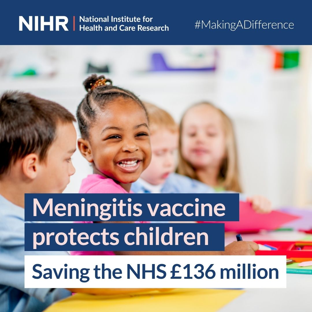 Our research improves more than lives - it also helps make care more efficient, reducing costs through better, smarter, faster treatments.

Find out how NIHR research significantly reduced cases of meningitis in children under 5 and reduced costs to the #NHS by £136 million