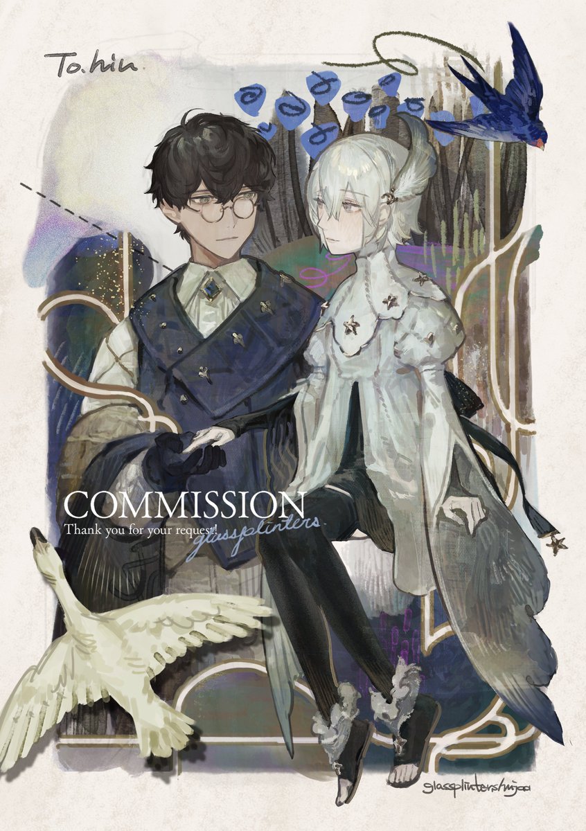 glassplinters's tweet image. Commission🦢🐎