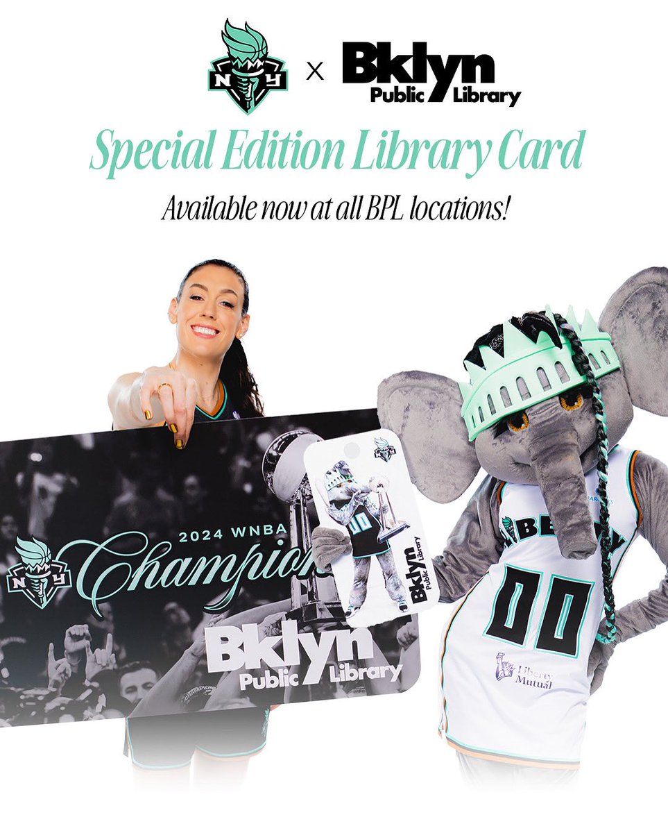 New York Liberty (@nyliberty) on Twitter photo We’re reading all summer ‘25!📚
Be sure to pick up your special edition NY Liberty library card! Available at all <a href="/BKLYNlibrary/">Brooklyn Public Library</a> locations!🤓
For more info, check out bklynlibrary.org/liberty-librar… We’re reading all summer ‘25!📚
Be sure to pick up your special edition NY Liberty library card! Available at all <a href="/BKLYNlibrary/">Brooklyn Public Library</a> locations!🤓
For more info, check out bklynlibrary.org/liberty-librar…