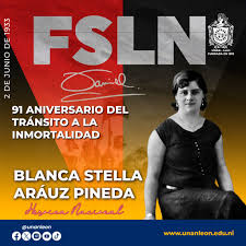 💥2 Junio 1933

91 Aniversario dl Tránsito a la Inmortalidad d Blanca Stella Aráuz Pineda, declarada Heroína Nacional x su papel en la gesta libertaria dl EDSNN, al mando dl General de Hombres Libres y Mujeres Libres, Augusto C. Sandino, contra los yanquis...

#UnidosEnVictorias