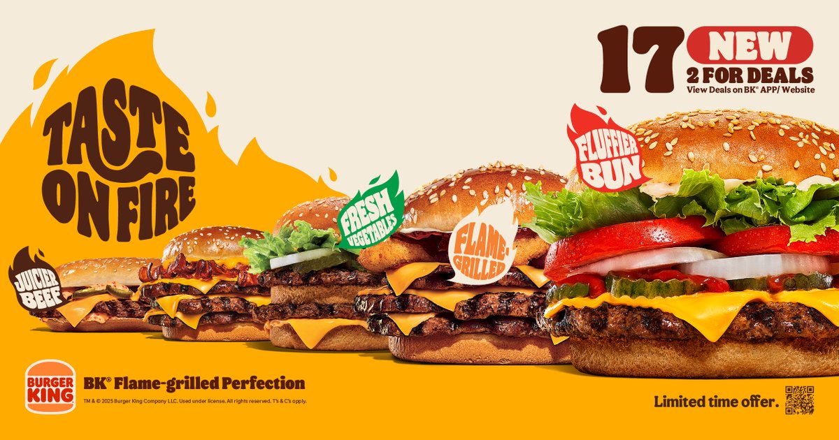 SARugbymag's tweet photo. Enjoy 2-for-1 meal deals starting from just R110. Experience the exceptional taste of BK® flame-grilled perfection—because great meals are better shared. 🔥
#2fordeals #tasteonfire #Sponsored https://t.co/hCgKXsk0WL