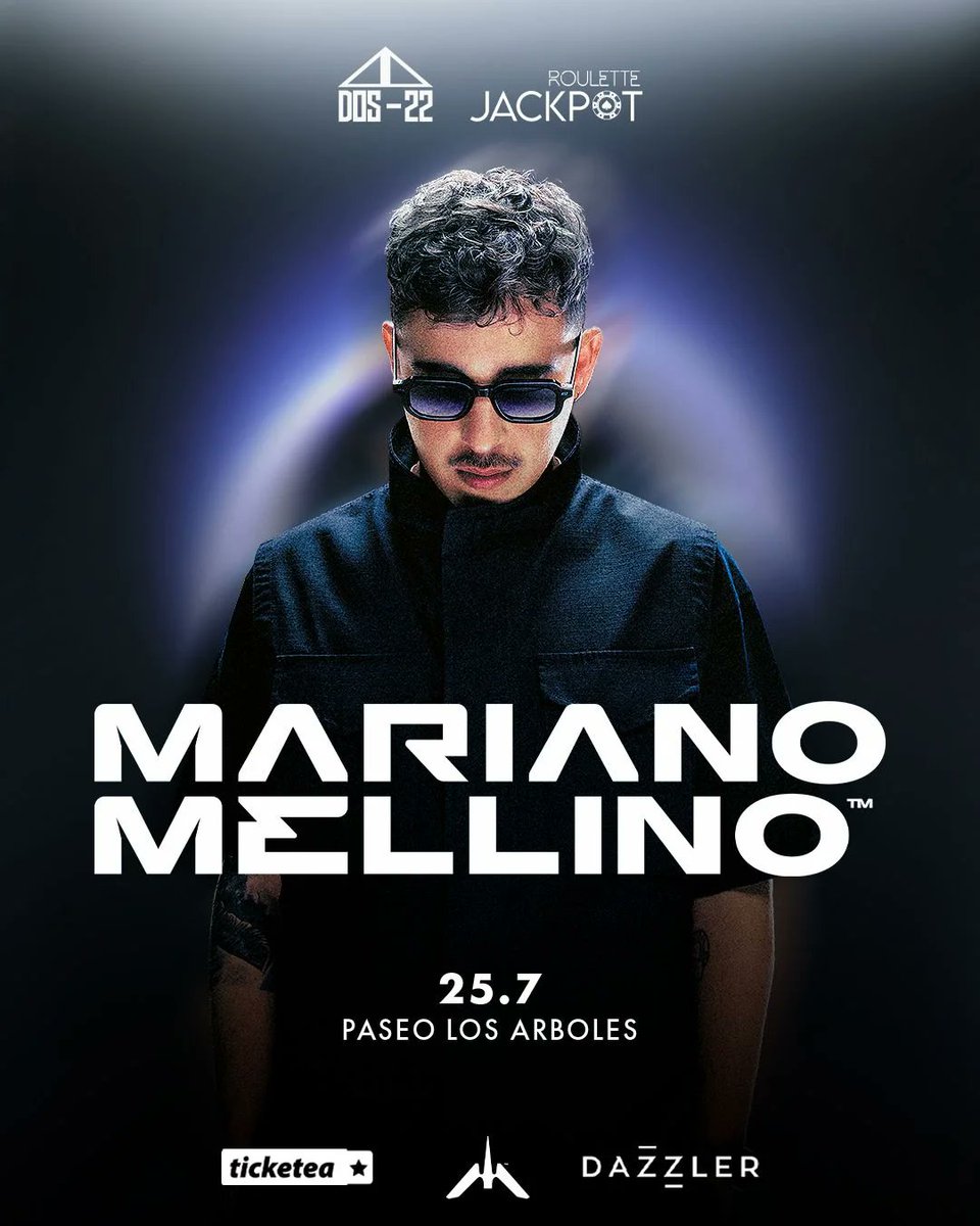 TicketeaPy's tweet image. ROULETTE JACKPOT x DOS-22 presentan a MARIANO MELLINO
@marianomellino 
El maestro del progressive vuelve a Asunción para una noche inolvidable.
🗓️ 25 de julio – 23:00 hs.
📍 Paseo Los Árboles, Roulette
Entradas disponibles en @ticketeapy
Presentan
@dos22py
@jackpotpy