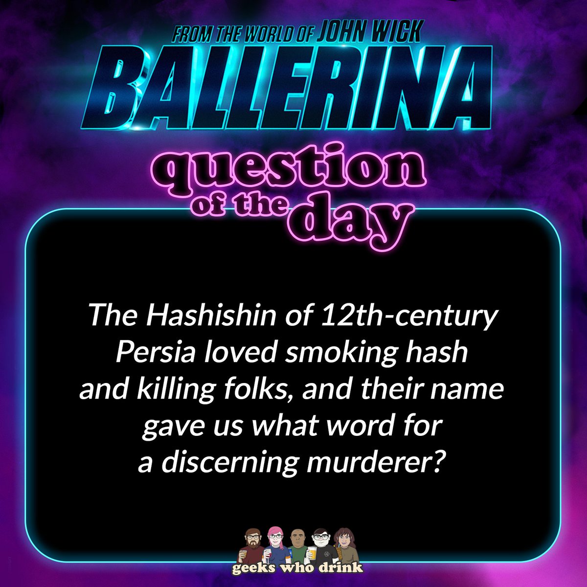 The John Wick franchise reloads. This week, the Question of the Day is brought to you by Lionsgate's #BallerinaMovie, only in theaters June 6. Get tickets now—after answering a few questions. #JohnWick #DailyTrivia