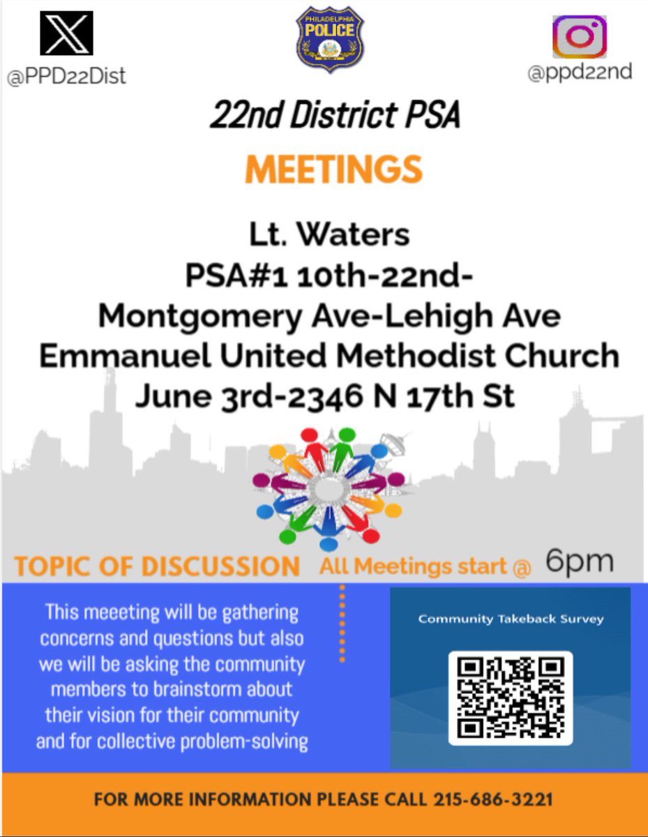 PPD22Dist's tweet image. 22nd District Upcoming PSA #1 Meeting.