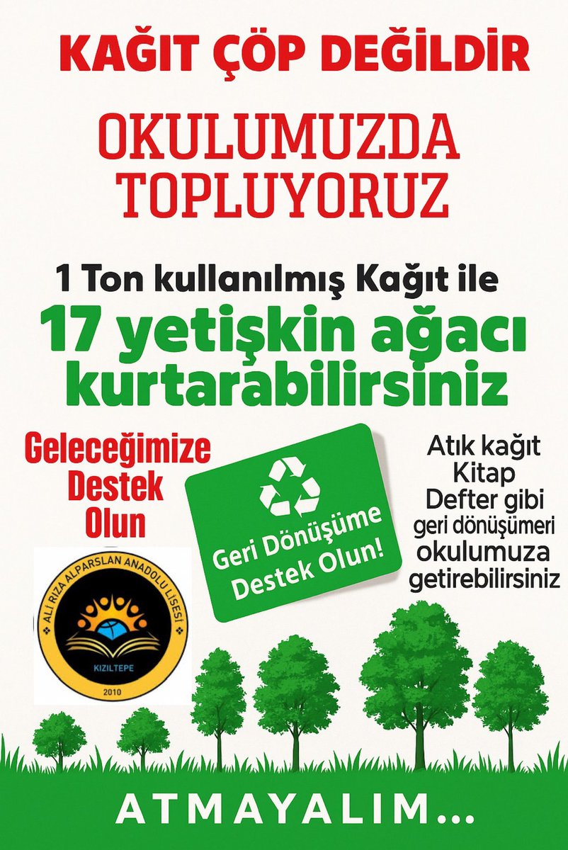 🌳 Her atık kâğıtta bir çocuğun hayali,bir ağacın nefesi saklı.🌳
Okulumuzda geçmişin izlerini geleceğe umutla taşıyoruz.
Topladığımız her sayfa, yaşanabilir bir dünya için bir adımdır. 🌍
<a href="/tcmeb/">Millî Eğitim Bakanlığı</a> <a href="/Yusuf__Tekin/">Yusuf Tekin</a> <a href="/tuncay_akkoyun/">Tuncay Akkoyun</a> <a href="/ali_eyyupkoca/">Ali Eyyupkoca</a> <a href="/kzltepekymkmlk/">kızıltepe kaymakamlk</a> <a href="/SuleymnAKIN/">Süleyman AKIN🇹🇷</a> <a href="/akadirgms/">Abdulkadir Gümüş</a>