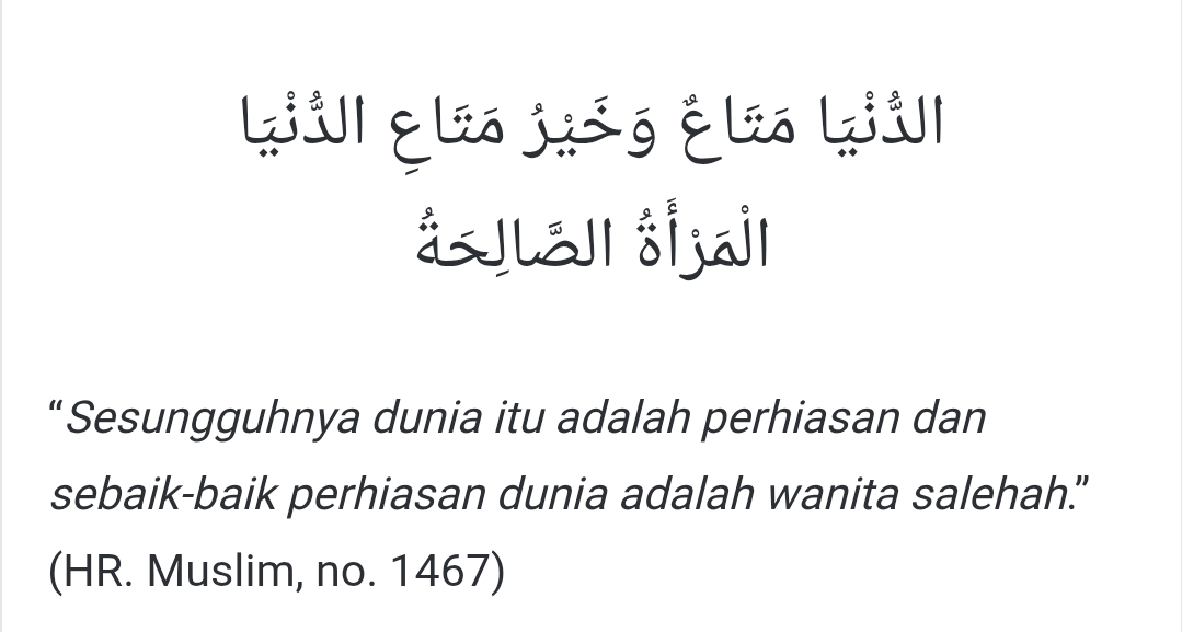 <a href="/tanyakanrl/">Tanyarl 💚</a> Sebaik-baik wanita adalah wanita Sholehah,kalo dia udah berpakaian syar'i, menjaga pandangan,tidak bermudah2an terhadap lawan jenis,maka fisik adalah nomor sekian. haditsnya bukan sebaik-baiknya wanita adalah yang cantik dan mulus