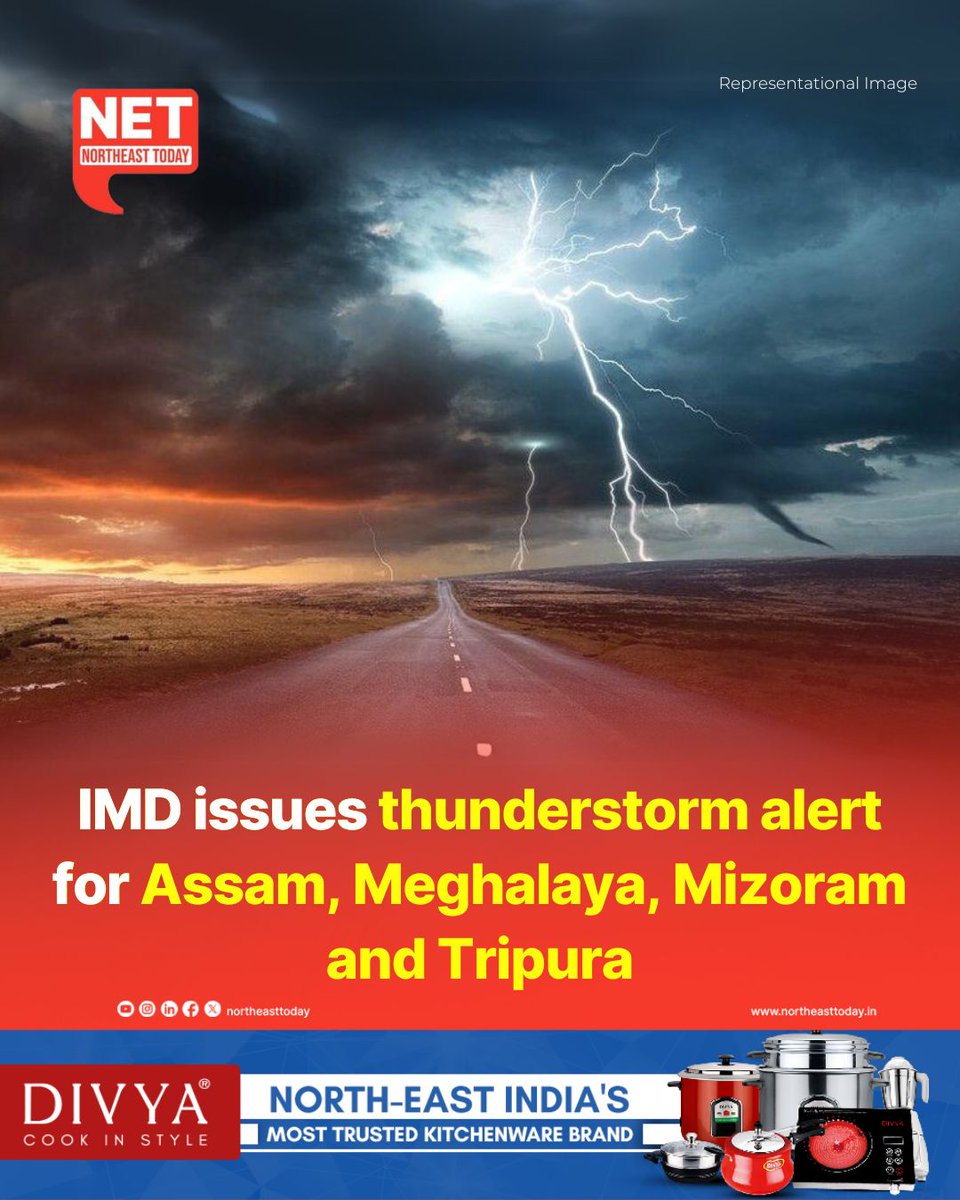 #NetSnippet | The India Meteorological Department (IMD) on Monday issued an alert for moderate to intense thunderstorm and convective activity over Assam, Meghalaya, Mizoram, Tripura, and the Andaman and Nicobar Islands. Satellite infrared animation from INSAT 3DR between 4:15 AM