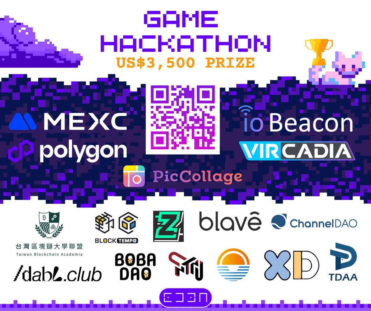 🎮 活動分享｜Polygon @ Taipei 遊戲黑客松！

💵 獎勵內容：
– 首獎：$3500 美金

📅 活動資訊：
– 開幕日 @ 師大：6月8日
– Office Hours @ 師大：6月10日 &amp; 6月18日
– Demo Day <a href="/PicCollage/">PicCollage</a> 6月22日

🎟️ 票價：免費參加（需事先報名）

🗣️ 語言：中英雙語進行

🔗