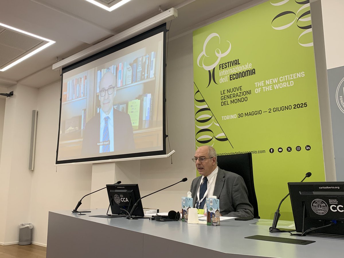 CollegioCA's tweet image. Meet the author at #FIE25: 
At CCA @krogoff @harvard presents his volume “Our Dollar, Your Problem” about 
the remarkable postwar 
run of the #dollar, and the forces that are threatening its supremacy.

Introduction by Antonio Spilimbergo.