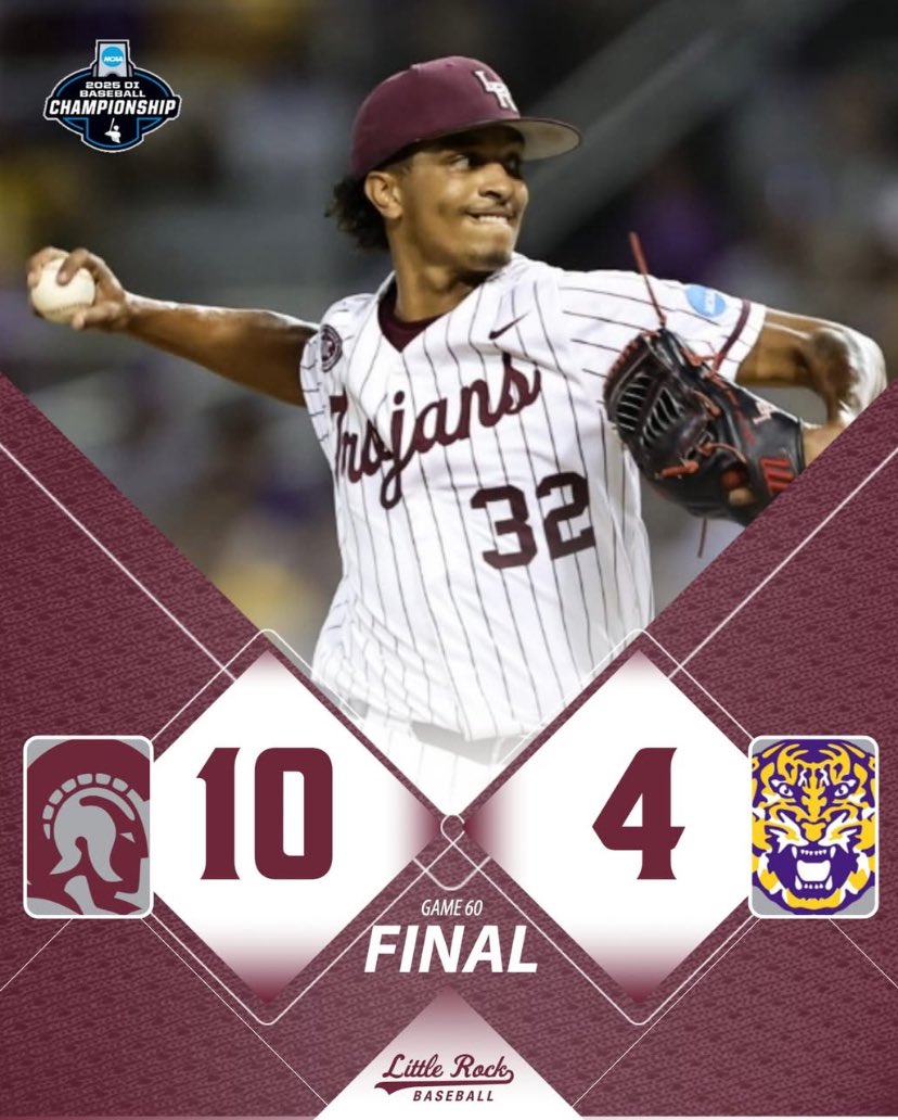 Congratulations <a href="/LittleRockBSB/">Little Rock Trojan Baseball</a> <a href="/CoachCurryLR/">Chris Curry</a>  and staff keep it rolling 👊🏾