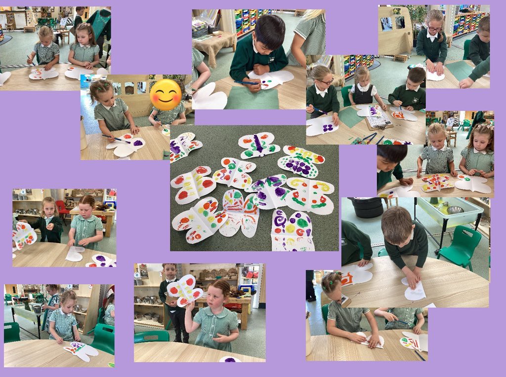 GatesPenguins's tweet image. We have been creating symmetrical patterns on butterflies by painting a pattern on one side and then folding the wings over. Aren’t they wonderful? #thegatesart #thegateseyfs