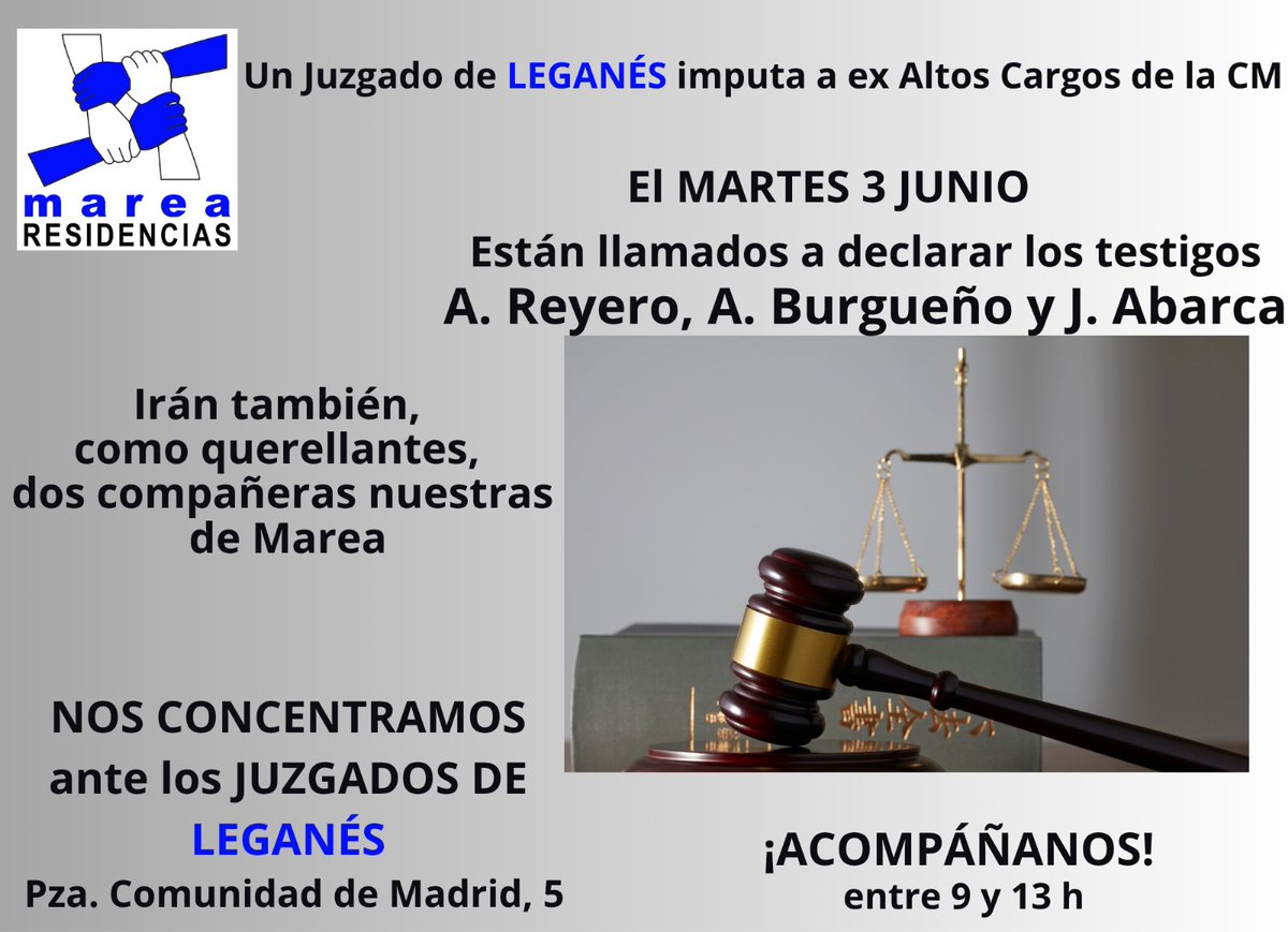 Os esperamos mañana a las 9h ante los Juzgados de Leganés porque juntas vamos a volver a recordar a Ayuso que
#7291VÍCTIMAS #NOHUBIERANMUERTOIGUAL 
#NoOlvidamos