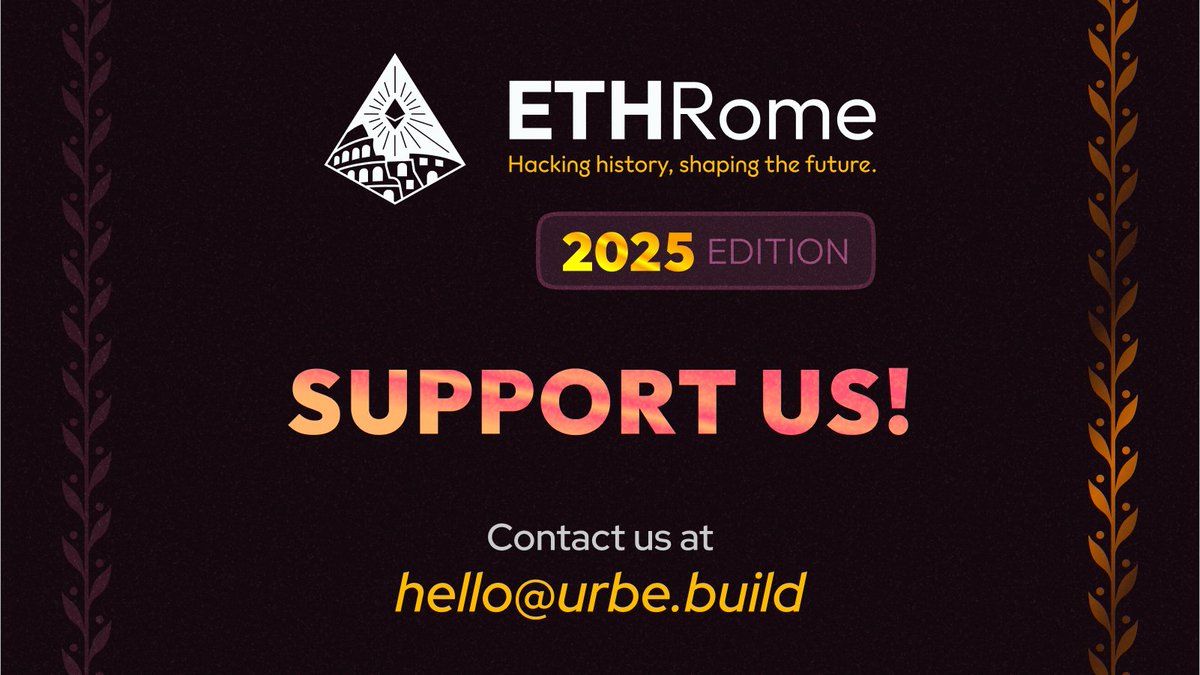 ETHRome ๐ฎ๐น (@ethrome) on Twitter photo Why Sponsor ETHRome?
ETHRome is how we onboard and empower the next wave of Web3 builders - not just globally, but right here in Italy.
Itโs free for hackers, deeply technical, and built around real onchain innovation.
Itโs also the beating heart of the <a href="/urbeEth/">urbe.eth ๐บ</a> community - a Why Sponsor ETHRome?
ETHRome is how we onboard and empower the next wave of Web3 builders - not just globally, but right here in Italy.
Itโs free for hackers, deeply technical, and built around real onchain innovation.
Itโs also the beating heart of the <a href="/urbeEth/">urbe.eth ๐บ</a> community - a