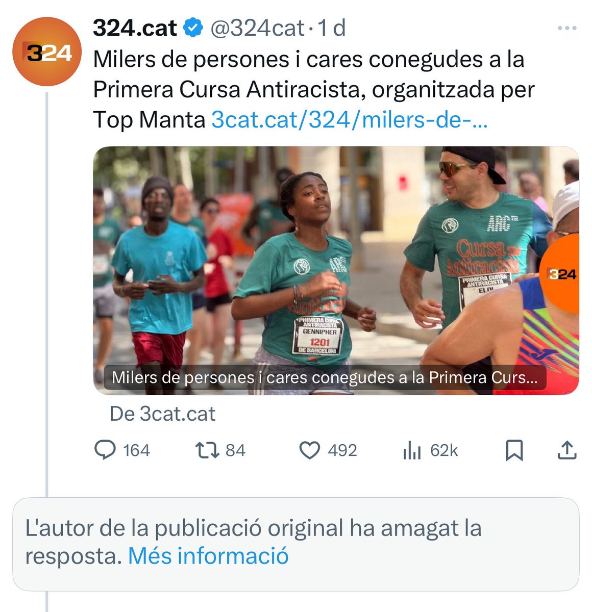 Quan els likes al meu comentari tripliquen als del seu tuit, el censuren, ja en van uns quants aquesta setmana, <a href="/324cat/">324.cat</a> s’està convertint en el NO-DO.
