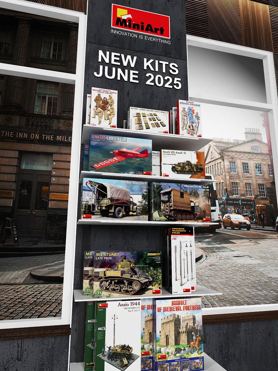 New #MiniArt Kits Available ✅June 2025:
35429 M3 STUART LATE PROD. INTERIOR KIT
35490 G7117 1,5T 4x4 WRECKER
35493 Feldküche Auf RSO/01
36072 Anzio 1944. FIELD REPAIRING of Stug III. Ausf. G. BIG SET
48007 JUNKERS-LARSEN JL.6
72112 StuG III Ausf. G Late Miag Prod.