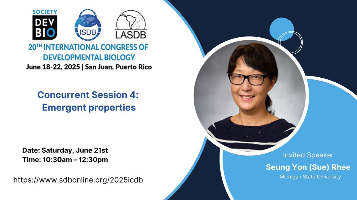 Seung Yon (Sue) Rhee <a href="/SueRhee2/">RheeLab</a> will delight us at #ICDB2025 with her work to dissect how plants adapt and acclimate to changes in temperature, water availability, or nutrient limitation. Very important during the global warming era! 🌱🧪