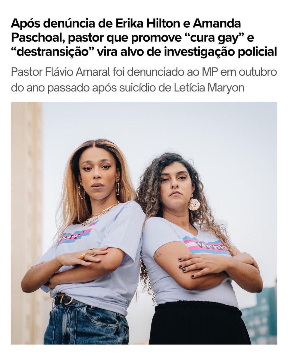 🚨 NÃO ESTAMOS DOENTES!

Recebi com alívio a notícia que nossa denúncia contra o pastor Flávio Amaral, que promove a "cura gay" e a "destransição", se tornou uma investigação policial.

No ano passado, Letícia Maryon, uma jovem trans de 22 anos, se suic*dou após a "destransição"