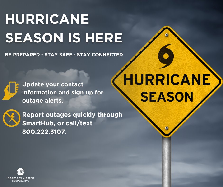 Hurricane season is here! ⛈️ Stay connected so you don’t miss important updates, safety tips &amp; outage alerts. Make sure your contact info is up to date! 📱💡 Visit pemc.coop/preparation-is… for more info