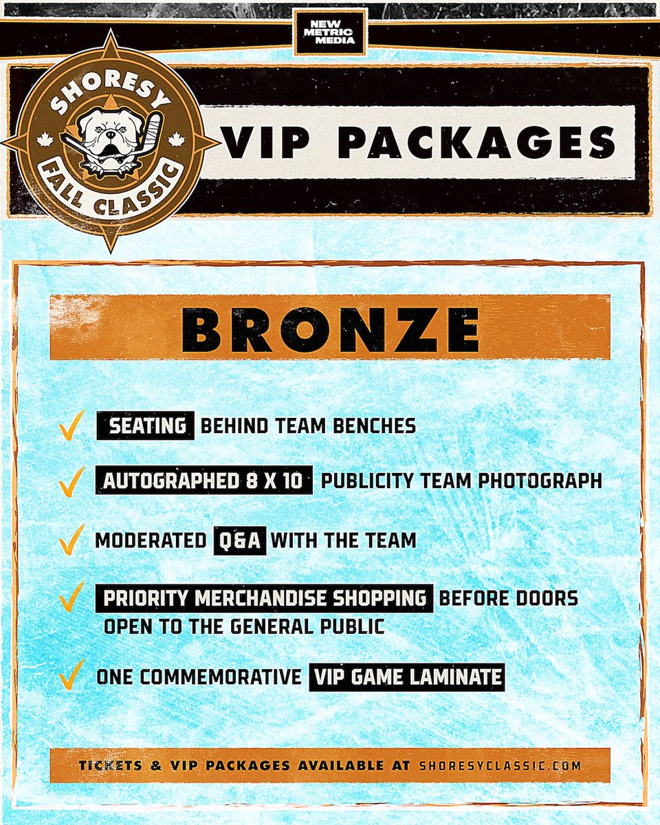 Shoresy (@shoresyhockey) on Twitter photo Presale tickets are on sale today at 10am local time for the 2025 Shoresy Fall Classic.
Use code BULLDOGS at shoresyclassic.com to get yours.
VIP packages include cast meet & greet and an autographed team photo.
Brought to you by <a href="/newmetricmedia/">New Metric Media</a>. Presale tickets are on sale today at 10am local time for the 2025 Shoresy Fall Classic.
Use code BULLDOGS at shoresyclassic.com to get yours.
VIP packages include cast meet & greet and an autographed team photo.
Brought to you by <a href="/newmetricmedia/">New Metric Media</a>.