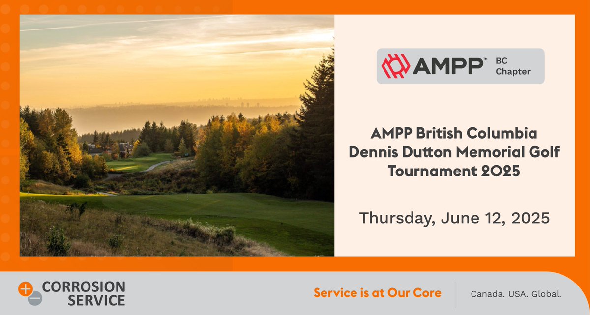 Golf season has begun!⛳

<a href="/CSCLtweet/">Corrosion Service</a> is excited to sponsor and participate in this year’s Annual AMPP Chapter British Columbia Golf Tournament (Dennis Dutton Memorial Golf Tournament) at Westwood Plateau Golf &amp; Country Club.

Looking forward to seeing everyone on the course!