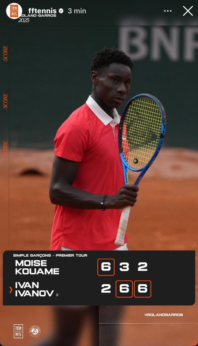 Moïse (#6.8 vs Ivanov #8.6) n'a pas bien été préparé 😢pour un évènement où il était destiné au carré final. Ivanov a gagné 💪à l'expérience : depuis le 1er janvier 25 victoires sur 31 matches joués en junior contre 5/7 au pauvre Moïse. <a href="/FFTennis/">FFT</a> #incompetent👎