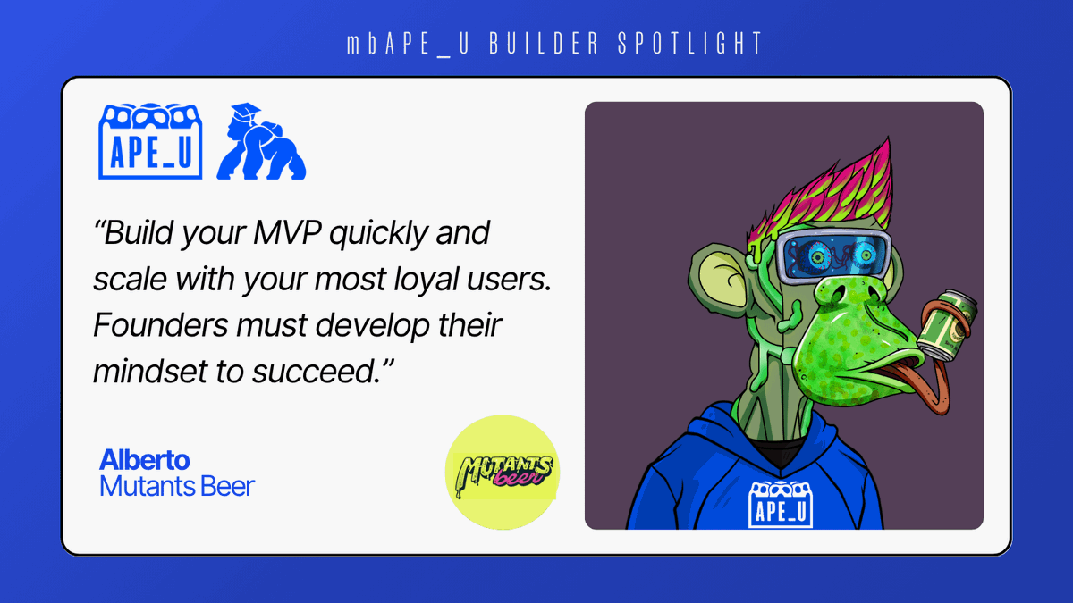 ApeCoin Updates (@apecoinupdates) on Twitter photo #MadeByApes Builder Spotlight
Meet Alberto of <a href="/mutantsbeer/">Mutants Beer</a> from #mbAPE_U Cohort 2.
Mutants Beer is a craft beer brand inspired by BAYC culture. They’re growing the ecosystem and welcoming new people into Web3 through great brews.
Support the journey and crack one open. 🍻 #MadeByApes Builder Spotlight
Meet Alberto of <a href="/mutantsbeer/">Mutants Beer</a> from #mbAPE_U Cohort 2.
Mutants Beer is a craft beer brand inspired by BAYC culture. They’re growing the ecosystem and welcoming new people into Web3 through great brews.
Support the journey and crack one open. 🍻