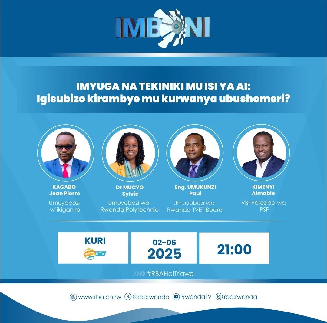 Rwanda Polytechnic (@rwandapolytec) on Twitter photo Muraritswe gukurikira ikiganiro kuri <a href="/RwandaTV/">Rwanda Television</a> gifite insanganyamatsiko igira iti: "Imyuga na Tekiniki mu isi ya AI: igisubizo kirambye mu kurwanya ubushomeri?" Muraritswe gukurikira ikiganiro kuri <a href="/RwandaTV/">Rwanda Television</a> gifite insanganyamatsiko igira iti: "Imyuga na Tekiniki mu isi ya AI: igisubizo kirambye mu kurwanya ubushomeri?"