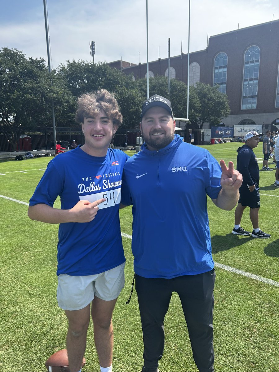 CharlieBarr43's tweet image. HAD A GREAT CAMP AT @SMUFB I LOVED BEING ABLE TO COMPETE AND MEET THE COACHES @CoachHaack09 @NickGatto @chrisroberson44 @TheChrisRubio @CoachKyleCooper @Coach_Horny @CoachNickLaw @CoachTBurns @Coach_SBMoore