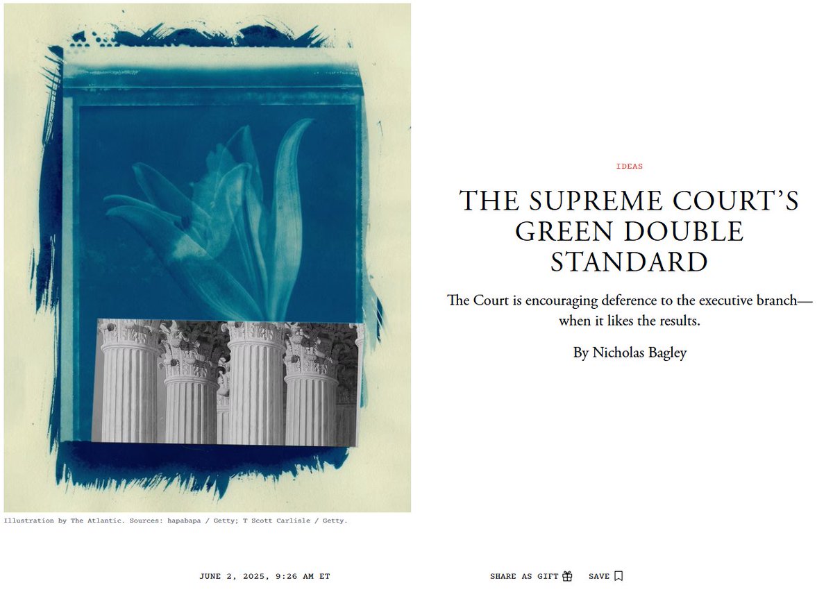 Nicholas Bagley (@nicholas_bagley) on Twitter photo Is it a coming out party for the Law of Abundance? Or another turn on the anti-environment crank?
Last Thursday's Supreme Court decision on NEPA is a big f'ing deal. My latest at <a href="/TheAtlantic/">The Atlantic</a> (gift link below): Is it a coming out party for the Law of Abundance? Or another turn on the anti-environment crank?
Last Thursday's Supreme Court decision on NEPA is a big f'ing deal. My latest at <a href="/TheAtlantic/">The Atlantic</a> (gift link below):