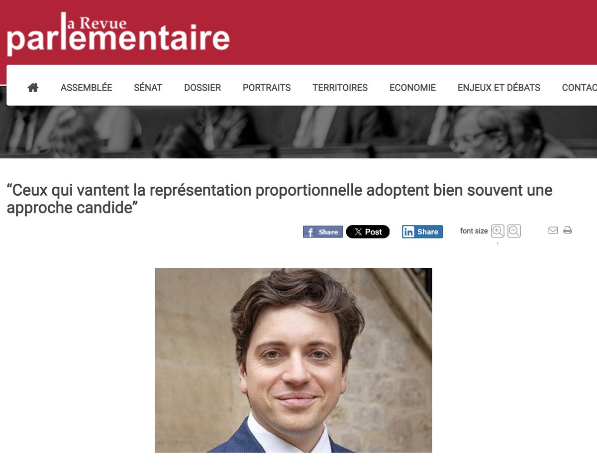 Julien Jeanneney (@julienjeanneney) on Twitter photo J'ai répondu aux questions de la <a href="/RParlementaire/">La Revue Parlementaire</a> à propos des débats actuels sur la représentation proportionnelle
➡️ larevueparlementaire.fr/articles-revue… J'ai répondu aux questions de la <a href="/RParlementaire/">La Revue Parlementaire</a> à propos des débats actuels sur la représentation proportionnelle
➡️ larevueparlementaire.fr/articles-revue…