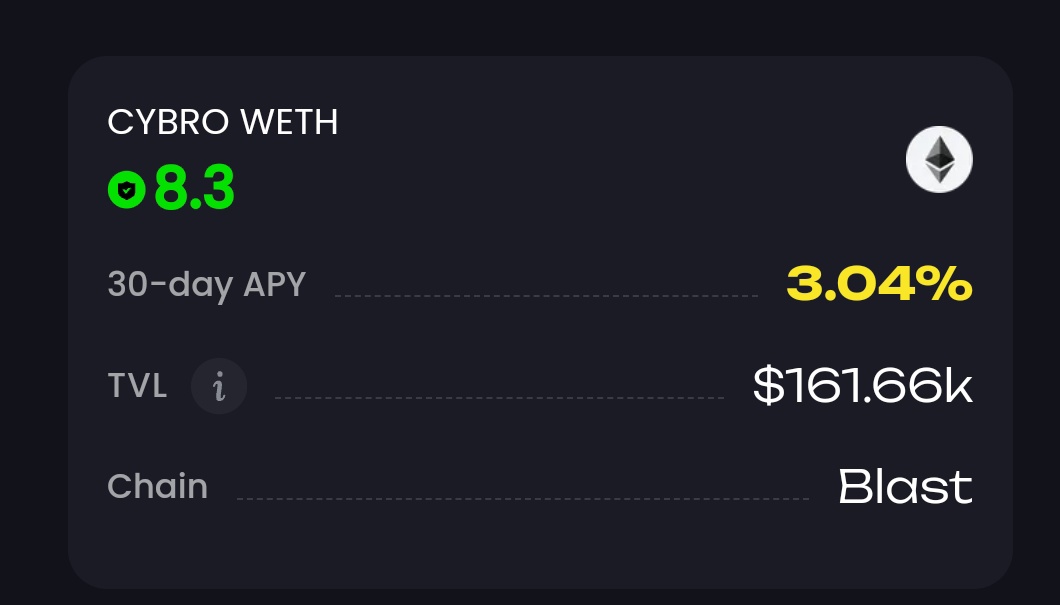 I went with the CYBRO WETH Vault because:
1 It keeps my ETH fully liquid, wrapped, and working
2 No impermanent loss, just pure single-asset compounding
3 I earn yield + CYBRO points without active management
Simple, efficient, and DeFi native.
<a href="/Cybro_io/">CYBRO</a> #CYBRO_vault