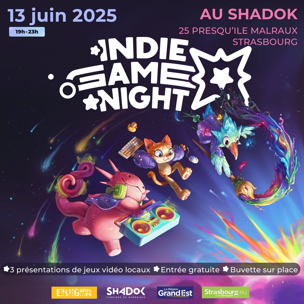 East_Games's tweet image. L&apos;été arrive à grands pas, et il est temps de se retrouver pour une dernière Indie Game Night avant la grande pause estivale ⛱️

3 nouveaux·elles créateur·ices viendront présenter leurs projets de jeux made in Grand Est ! 🕹️