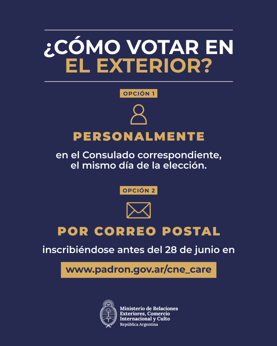 EmbajadaTunez's tweet photo. 2. Por correo postal, inscribiéndose previamente en el Registro de la Cámara Nacional Electoral entre el 29 de mayo y el 28 de junioen https://t.co/oqfQzCkkYB https://t.co/Up8CCuRTC7