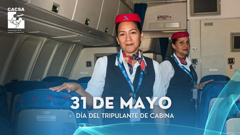 Felicitamos este 31 de mayo a esos asistentes en las alturas quienes se encargan de regalar una experiencia y atención únicas en nuestros viajes.

¡Feliz Día Internacional del Tripulante de Cabina! 

#AviaciónCubana ✈️🇨🇺