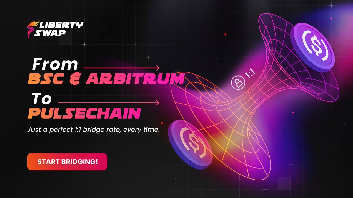 🚨 BSC &amp; Arbitrum users, your bridge passport just got upgraded 🚨

You can now teleport straight to #PulseChain using Liberty Swap.

No KYC. No detours. No “bridge anxiety.”
🥷 1:1 rate
🪙 Flat 0.3% fee
⚡ Arrival in minutes

Your funds move fast. You? Just sit back.

Bridge
