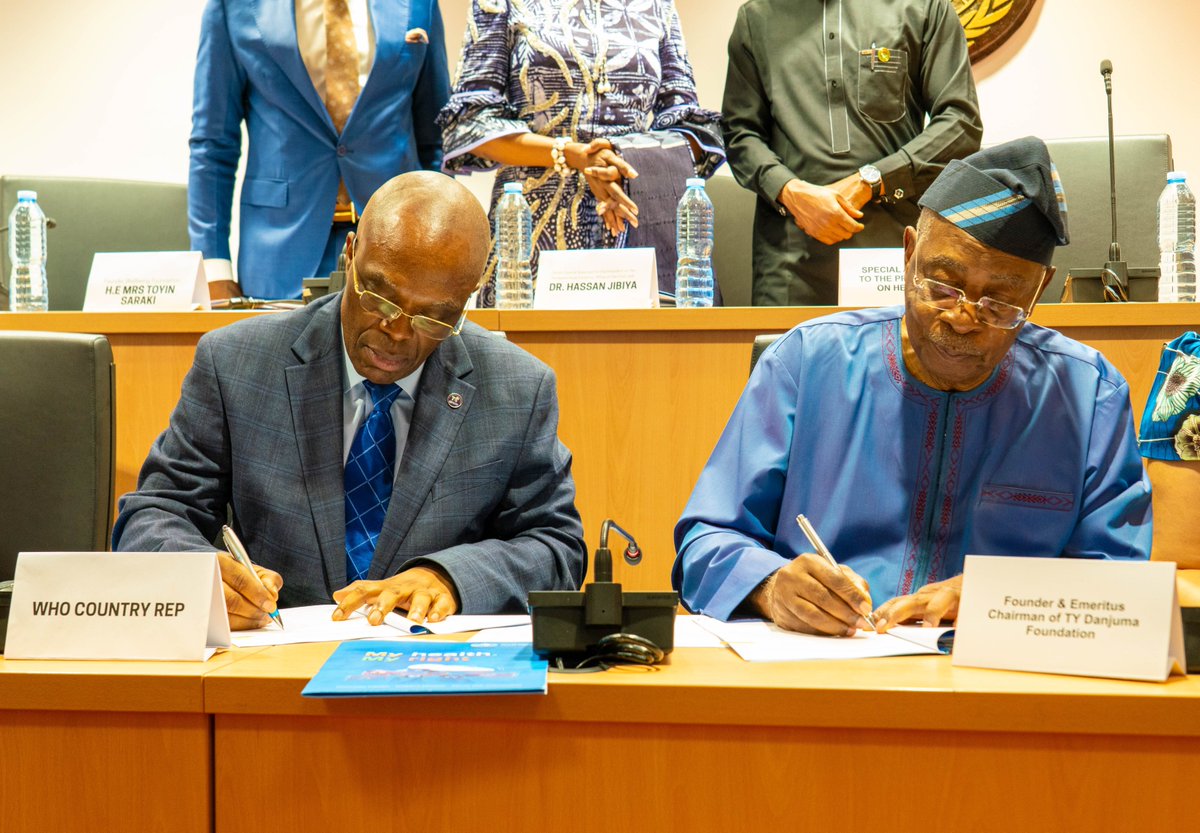 WHO African Region (@whoafro) on Twitter photo A bold investment to advance health in Nigeria 🇳🇬
Today, <a href="/WHO/">World Health Organization (WHO)</a> & <a href="/TYDFoundation/">TY Danjuma Foundation</a> signed a US$2.26M, decade-long agreement to boost lifesaving health services for women, children & vulnerable communities, driving a healthier, Africa-led future.
Thank you <a href="/TYDFoundation/">TY Danjuma Foundation</a> for the A bold investment to advance health in Nigeria 🇳🇬
Today, <a href="/WHO/">World Health Organization (WHO)</a> & <a href="/TYDFoundation/">TY Danjuma Foundation</a> signed a US$2.26M, decade-long agreement to boost lifesaving health services for women, children & vulnerable communities, driving a healthier, Africa-led future.
Thank you <a href="/TYDFoundation/">TY Danjuma Foundation</a> for the