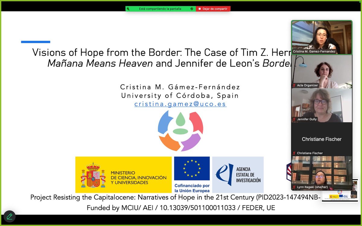 Our PI <a href="/cristinamgamfer/">Cristina M. Gámez-Fernández (she/her/they/ella)</a> and #LeonorMartinezSerrano presented their latest research on hope in <a href="/ACLAorg/">ACLA</a> this weekend! What great debates followed with the audience after each paper! 🍃📚💚

#capitalocene #resistance #hope