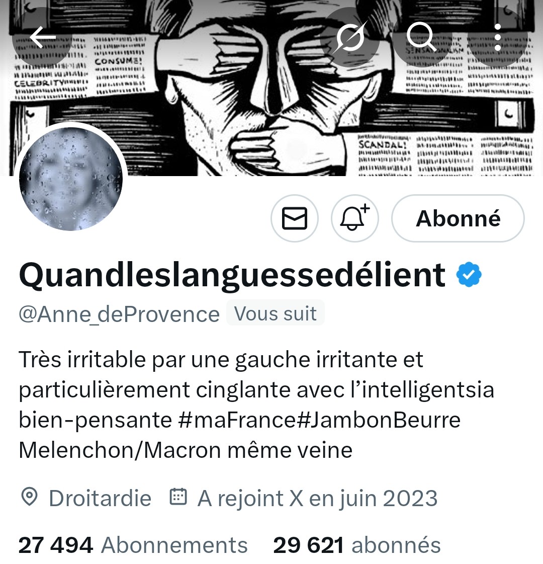 🇨🇵 Dédé 🇫🇷♿ (@juniorguibole) on Twitter photo INFO💥Merci de partager !🚨
Mes amis patriotes 🇨🇵
J'ai le regret de vous informer que l'oiseau Noir a encore frappé 😵!
Notre amie <a href="/Anne_deProvence/">Quandleslanguessedélient</a> 👍
Viens de prendre une sanction de 7 jours pour un tweet malencontreux! 😬
Elle s'excuse auprès de ses abonnés merci! INFO💥Merci de partager !🚨
Mes amis patriotes 🇨🇵
J'ai le regret de vous informer que l'oiseau Noir a encore frappé 😵!
Notre amie <a href="/Anne_deProvence/">Quandleslanguessedélient</a> 👍
Viens de prendre une sanction de 7 jours pour un tweet malencontreux! 😬
Elle s'excuse auprès de ses abonnés merci!