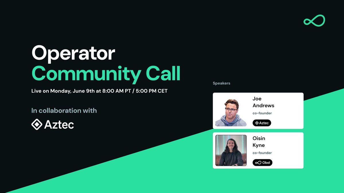 Obol_Collective's tweet photo. For Node Operators and Techne Credential Holders!

Join us June 9 @ 8AM PST / 5PM CET for a live call w/ @aztecnetwork

We'll be discussing new opportunities for node operators to further decentralize and scale Ethereum.

Learn more and sign up below 🧵👇 https://t.co/qUTPVZ80O5