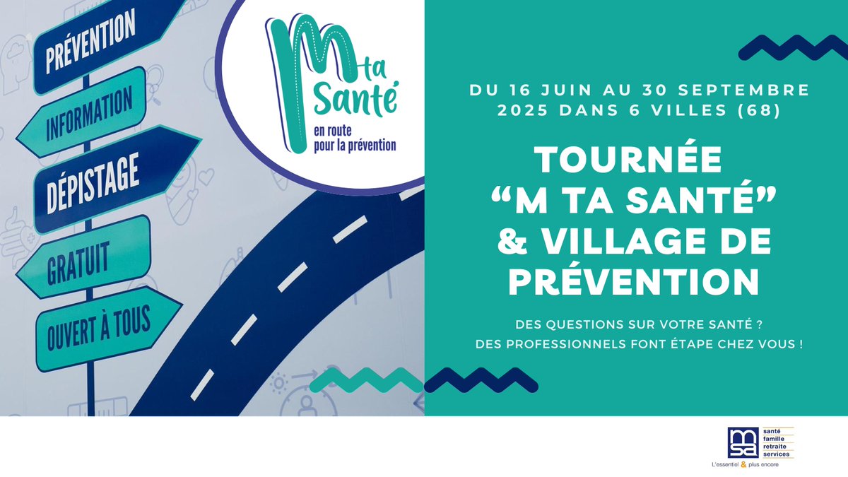 Une semi-remorque "M Ta Santé" 🚐 partira à la rencontre des habitants du Pays Thur Doller du 16/06 au 30/09 !

Entretiens, ateliers d'autopalpation, village de prévention,... Des animations dans 6 communes du Haut-Rhin !

MSA d'Alsace, partenaire

ℹ️ pays-thur-doller.fr/m-ta-sant%C3%A…