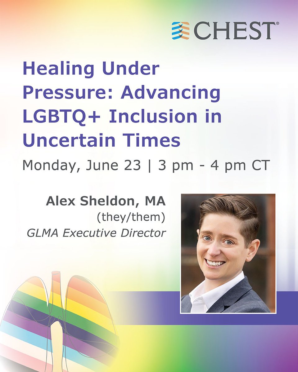 Join us for a webinar hosted by the LGBTQ+ at CHEST Interest Group, that will explore how shifting policies are affecting LGBTQ+ patients, providers, and care systems. The session will share strategies to foster affirming, inclusive care. Register now: hubs.la/Q03p-Th40