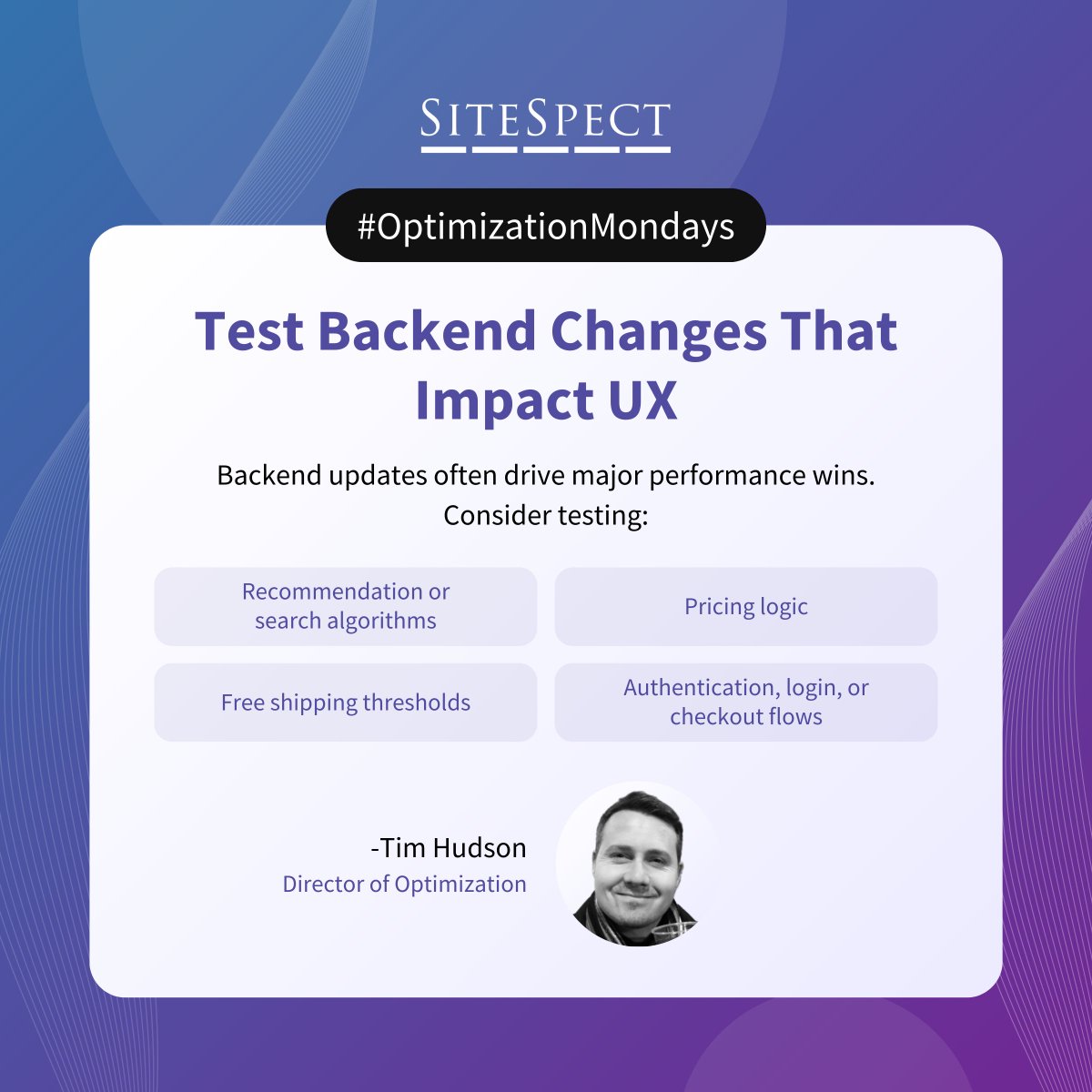 🚀 #OptimizationMondays: Test Backend Changes That Impact UX

Not all experiments are visual. In fact, backend updates often drive major performance wins. Consider testing:

✅ Recommendation or search algorithms
✅ Pricing logic
✅ Free shipping thresholds