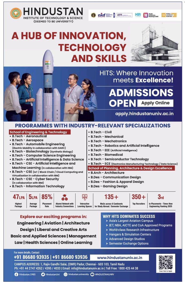 AutodeptHits's tweet image. #hindustanuniversity
#hindustangroupofinstitutions
#kcgcollegeoftechnology
#orientflightsaviationacademy #orientflights
#hindustancollege
#hindustaninstituteoftechnologyandscience
#hindustaninternationalschool