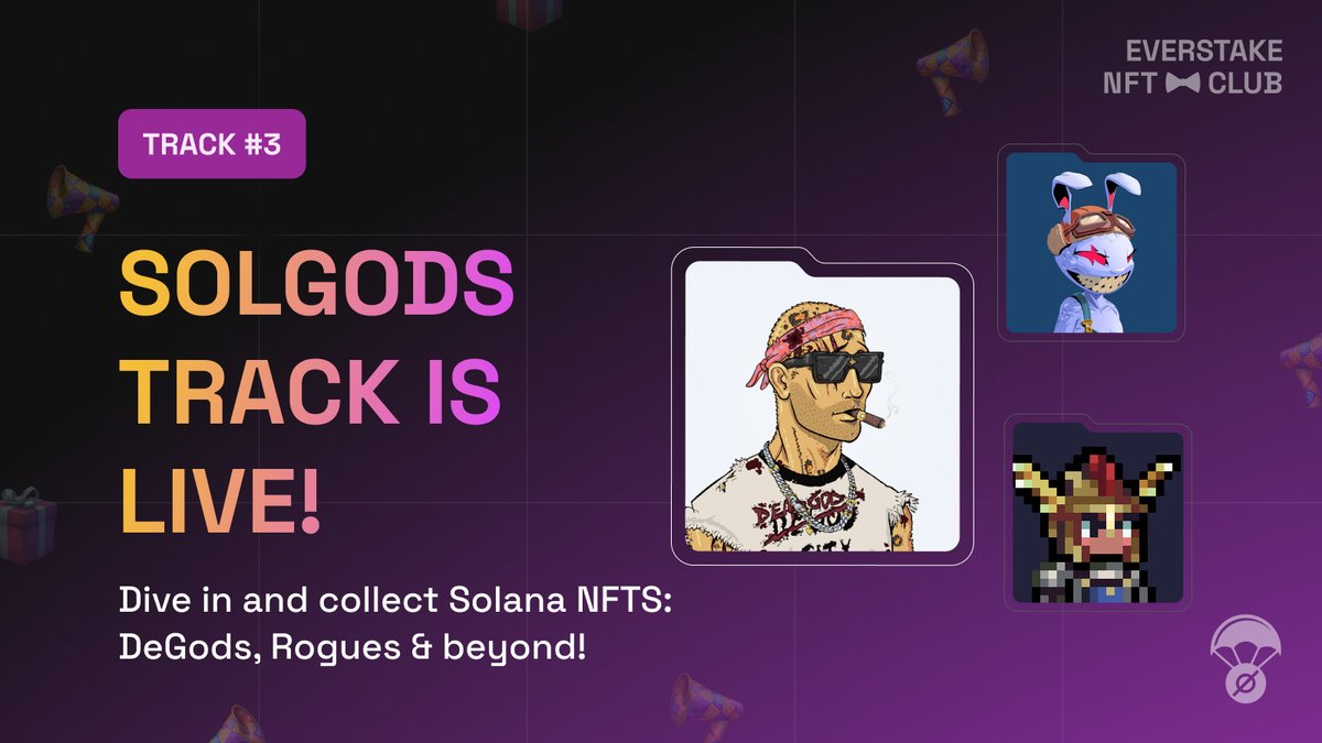 1/5 We're excited to unveil SOLGODS track in the #EverstakeNFTClub! 🥳

Meet Solana legend — <a href="/DeGodsNFT/">DeGods</a> - the grand prize of this track!