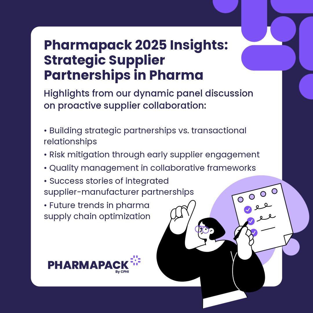 Strategic Supplier Partnerships in Pharma:
Expert perspectives from leading pharmaceutical manufacturers and suppliers on creating sustainable, long-term partnerships that drive innovation and ensure supply chain resilience.

Watch the full panel: ow.ly/5tlw50W2ngV