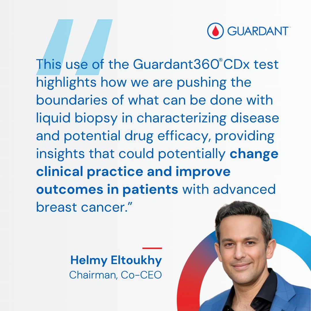 GuardantHealth's tweet image. Today we announced results from the Phase III SERENA-6 trial, demonstrating the clinical value of our Guardant360® CDx test in detecting and treating emerging resistance in advanced #BreastCancer ahead of radiological progression. Study findings were presented at #ASCO25 and…