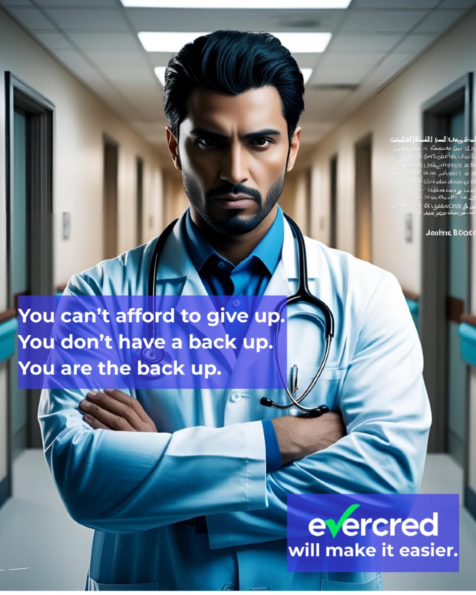 You don’t have a backup—because you are the backup. 💼🩺
The one who shows up. Fixes it. Figures it out.
Even on the hard days. Especially on the hard days. 💪

But you shouldn’t have to do everything alone.
🧠✨ Evercred is the first AI-powered app built to take credentialing